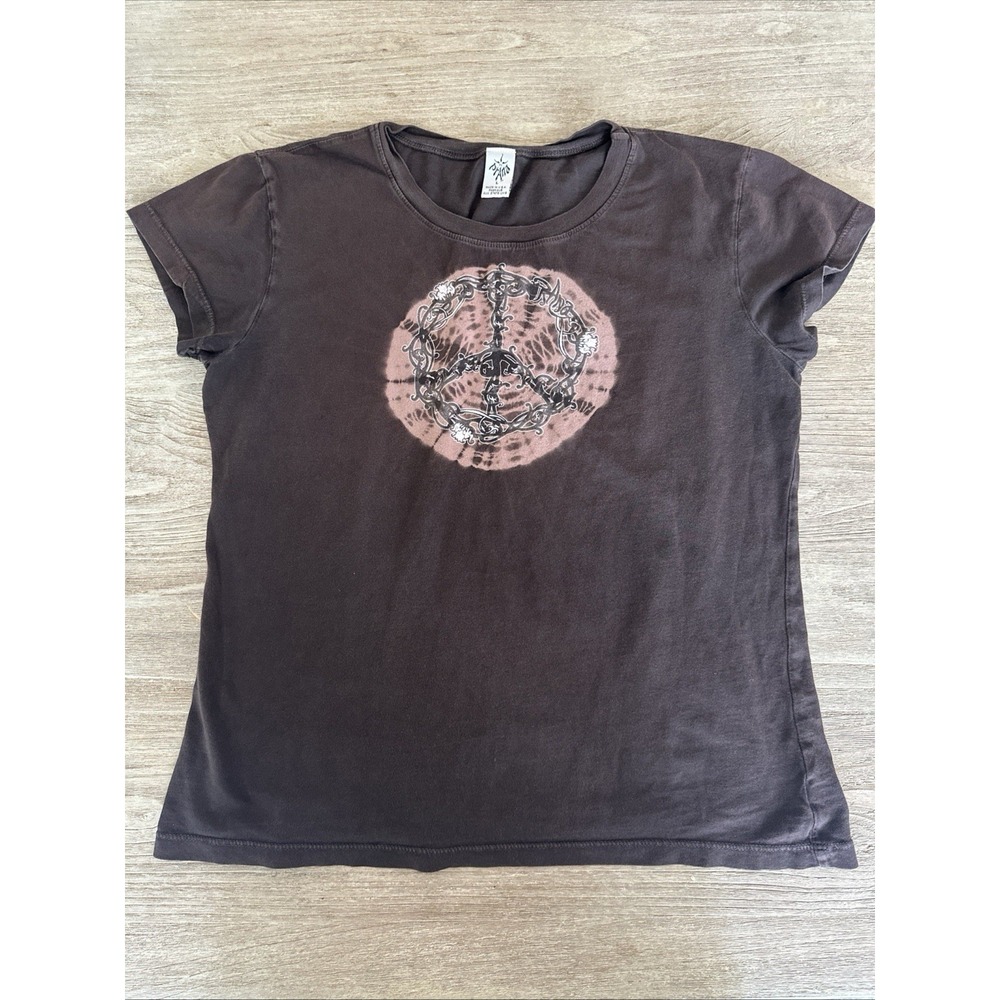 VTG 90's prAna Women Tee Brown T-Shirt Made In USA Medium Large Slim Fitted